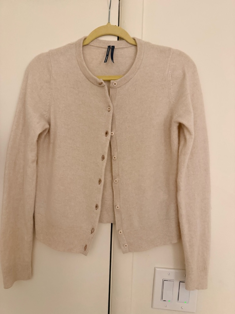 Anthropologie Soft Cream Button-Front Cashmere Cardigan